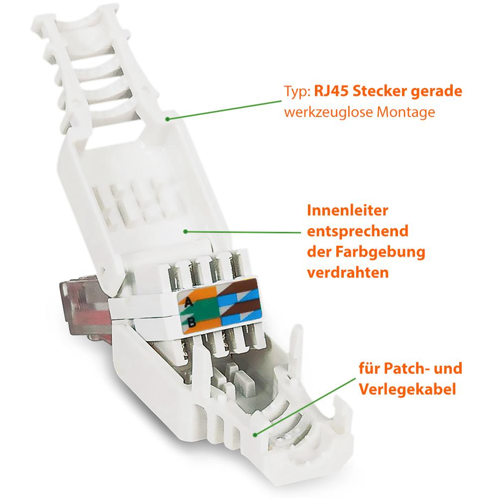 X Netzwerkstecker Netzwerk Werkzeuglose Montage Rj Cat Cat Cat